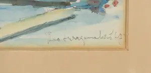 Theo Swagemakers - Aquarel/pentekening, Havengezicht - Ingelijst kopen? Bied vanaf 1!