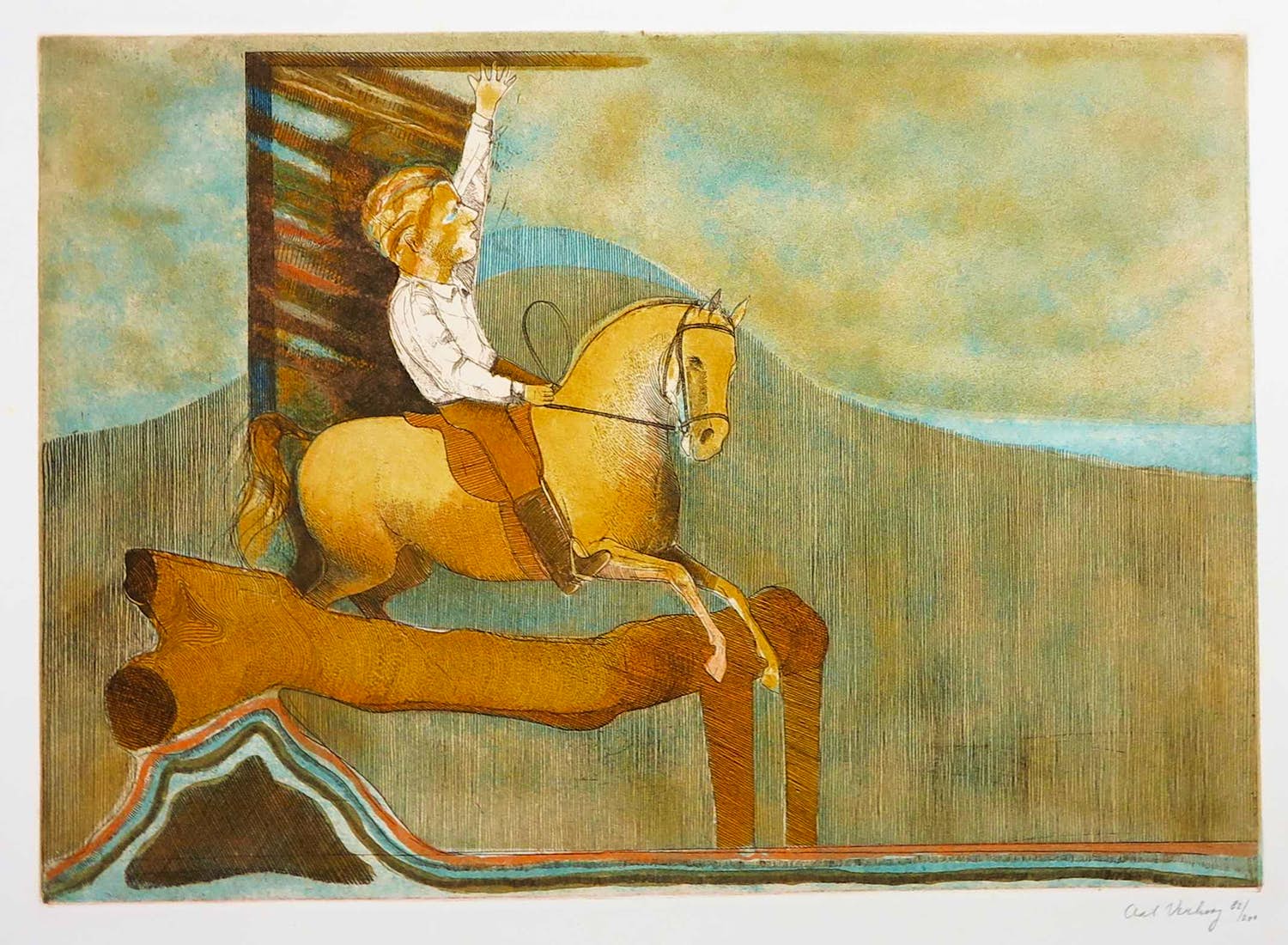 Aat Verhoog - Ets, Ruiter te paard kopen? Bied vanaf 35!