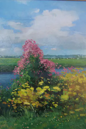 Bouke van der Sloot - Fries landschap met zomerbloemen. kopen? Bied vanaf 350!