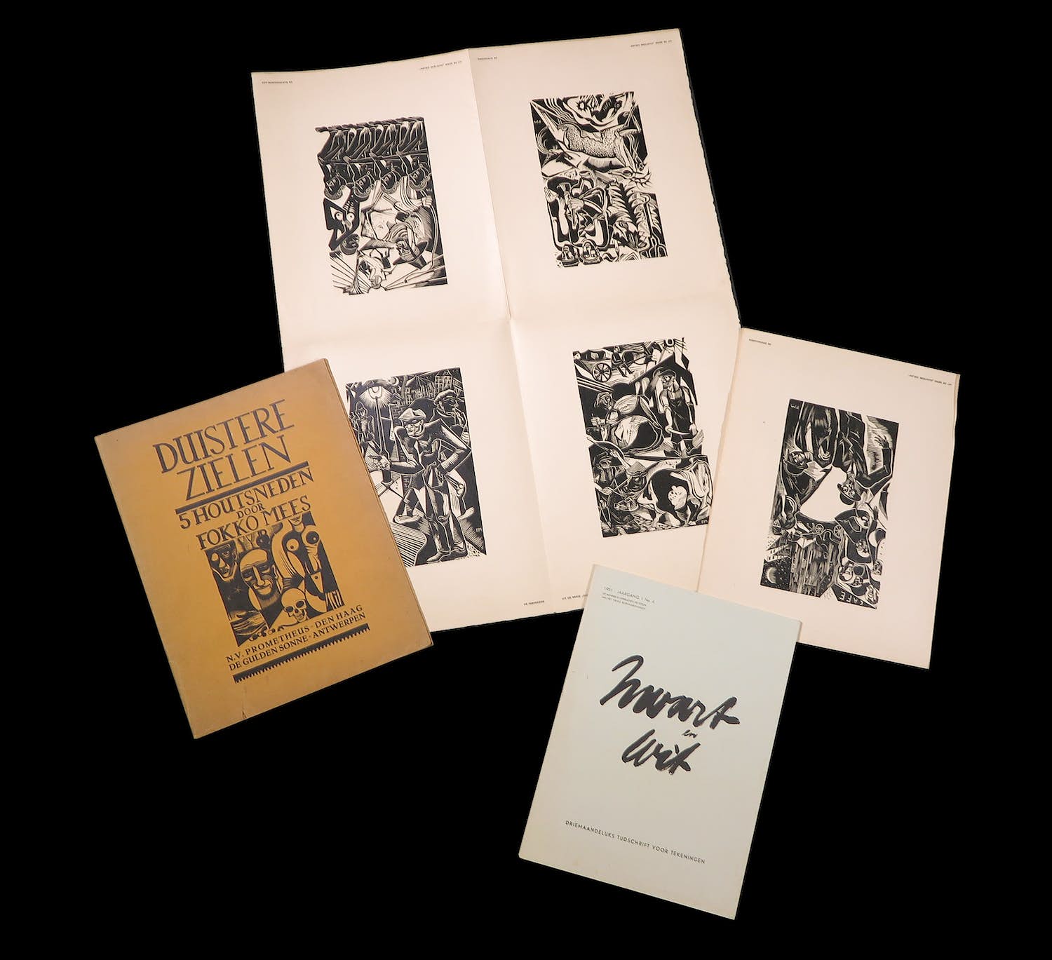 Fokko Mees - en andere! - Lot van 5 houtsnedes en een uitgave van 'Zwart Wit' verkocht voor € 50!