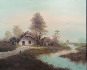 A.A. Dagelet - (1918-1991) - onder pseudoniem van M. Ryes - Boerenlandschap kopen? Bied vanaf 1!