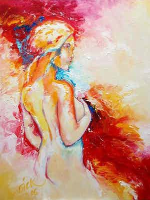 Dick Preesman - Naakt in rood verkocht voor € 950!