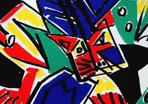 Yolande Brouwers - zeefdruk: kat met schaduw - 1993 kopen? Bied vanaf 30!