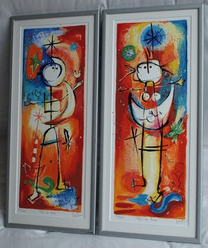 Angeles Nieto - 2-Luik , 2 zeefdrukken , Piel de Luna (‘Vriendschap’) – ingelijst - 2005 kopen? Bied vanaf 100!