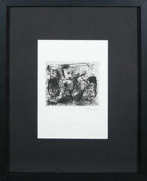 Asger Jorn - Ets en droge naald op handgeschept Japon, Friedhof der Maulwürfe - Ingelijst kopen? Bied vanaf 1!