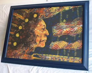 Espen Hagen - Grote ingelijste zeefdruk , American Indian – 1994 kopen? Bied vanaf 100!