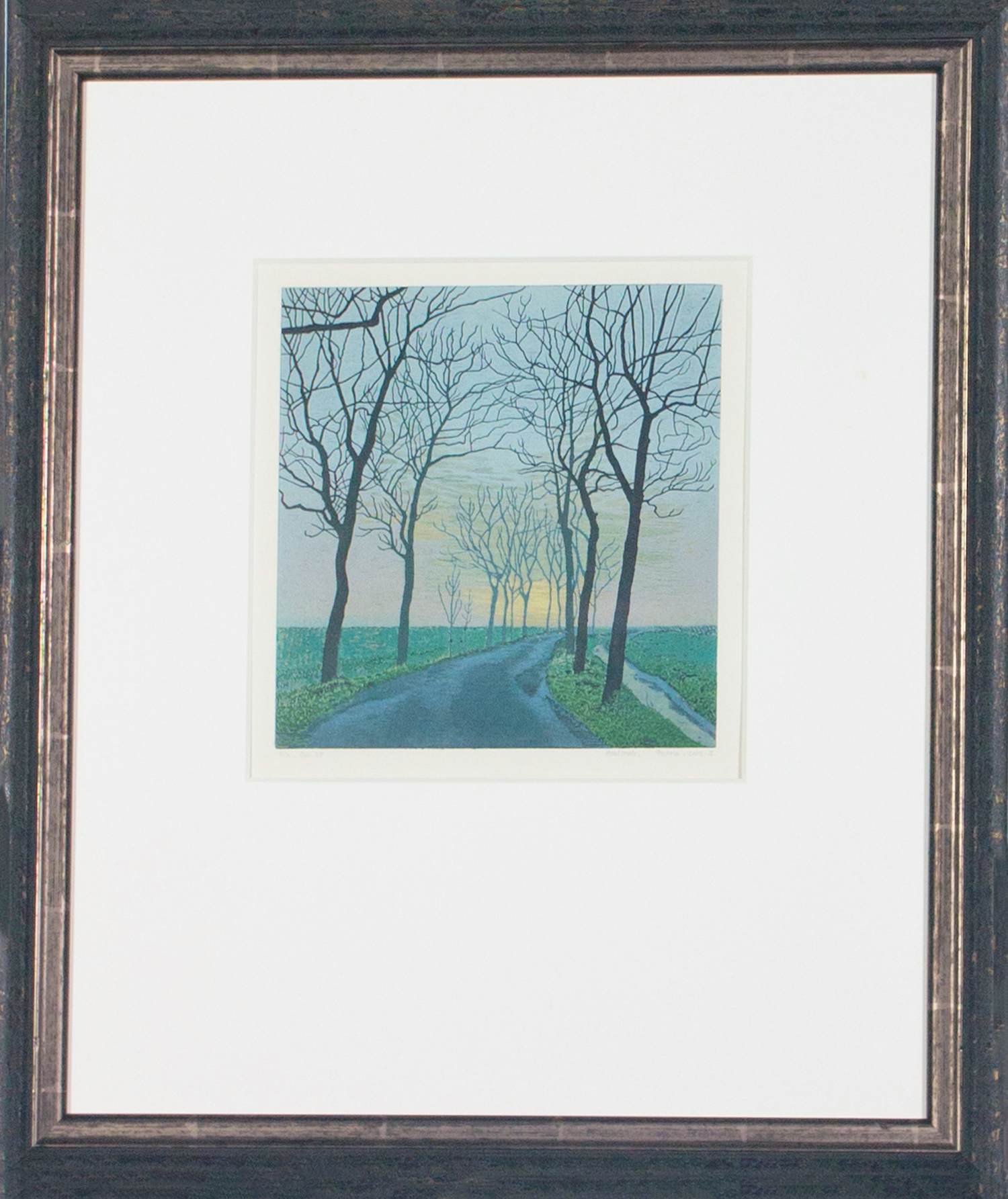 Grietje Postma - Houtsnede, Weg met bomen - Ingelijst kopen? Bied vanaf 125!