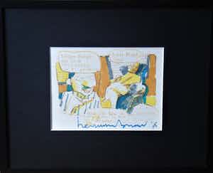 Herman Brood - Ja, ja laat maar (originele tekening), fantastisch gelijst verkocht voor € 499!