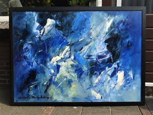 Charlotte Molenkamp - Groot werk in blauw - Olieverf op doek kopen? Bied vanaf 2950!