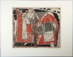 Wim Zurne - Ets, Zonder titel - Ingelijst verkocht voor € 40!