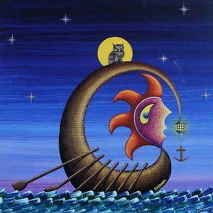 Dadara - Dadara - zeefdruk: Owl Boat kopen? Bied vanaf 99!