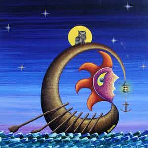 Dadara - Dadara - zeefdruk: Owl Boat verkocht voor € 99!