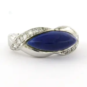 18k wit gouden ring met lapis lazuli en briljant geslepen diamant tot. 0.30ct kopen? Bied vanaf 710!