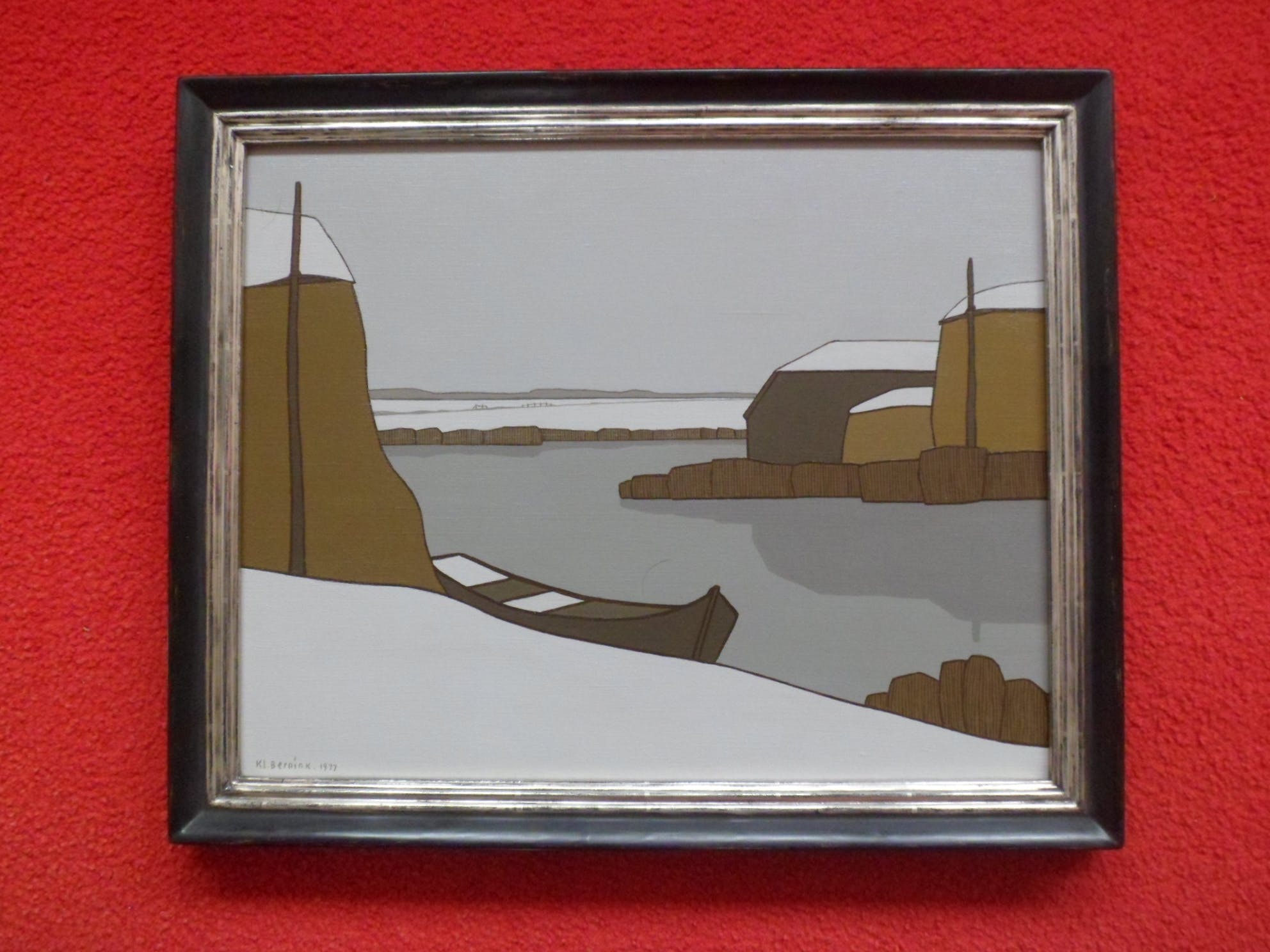 Klaas Bernink - 1913-1996 - Winter in Giethoorn. verkocht voor € 995!