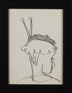 Siep van den Berg - Lot van twee pentekeningen, Vrouw en Man - Ingelijst kopen? Bied vanaf 50!