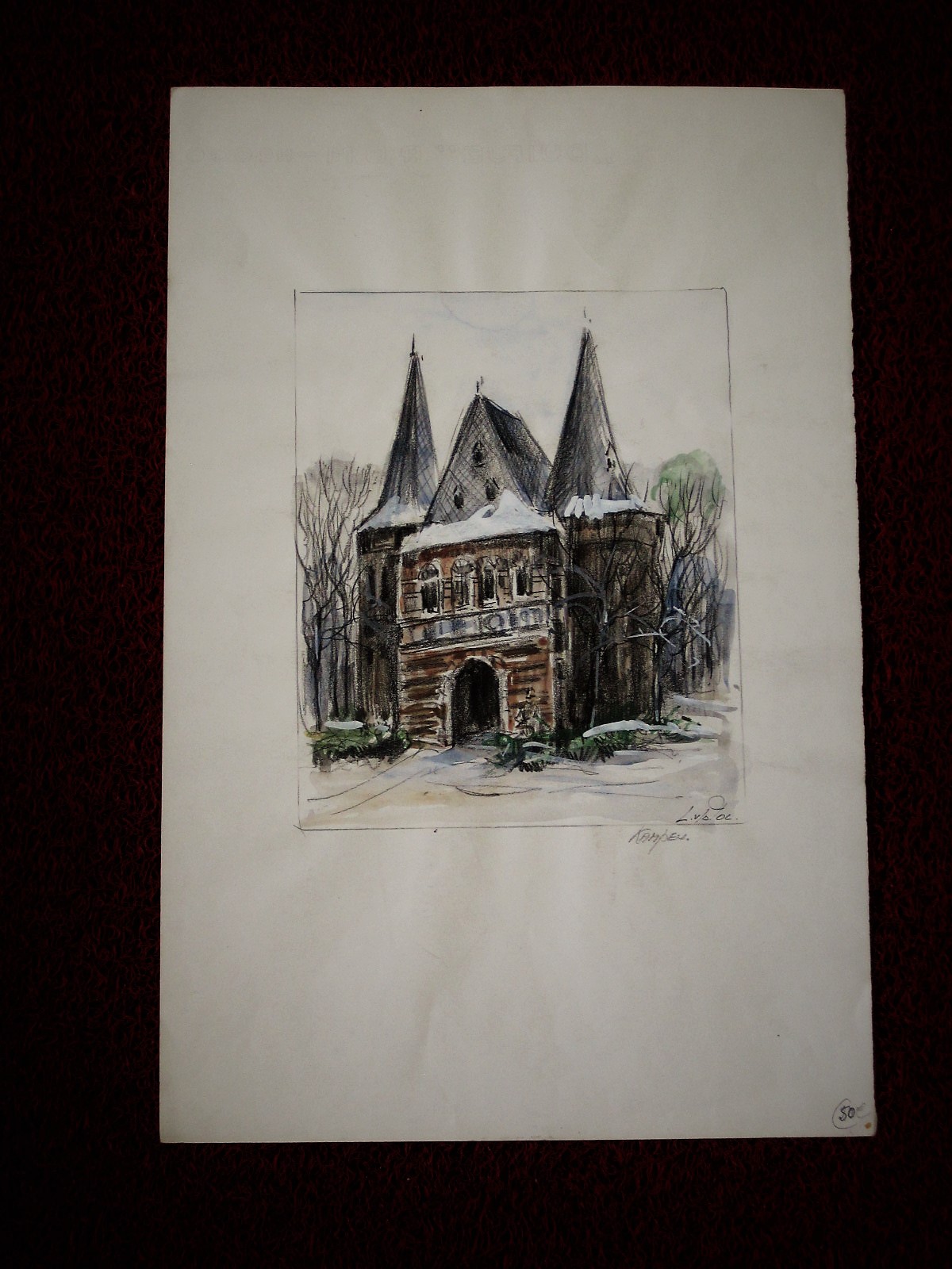 Louis van der Pol - mooie impressionistische aquarel "Stadspoort Kampen"  kopen? Bied vanaf 1!