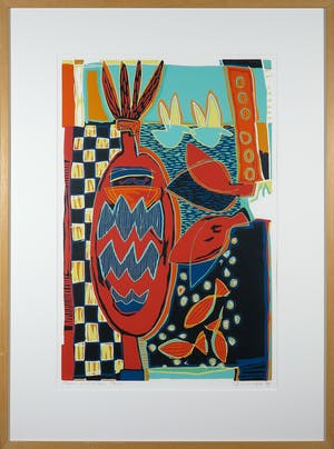 Diana van Hal - Linosnede, Open and close - Ingelijst kopen? Bied vanaf 40!