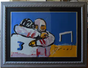 Herman Brood - Zeefdruk - Ijshockeyers - ingelijst kopen? Bied vanaf 375!