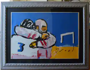 Herman Brood - Zeefdruk - Ijshockeyers - ingelijst verkocht voor € 375!