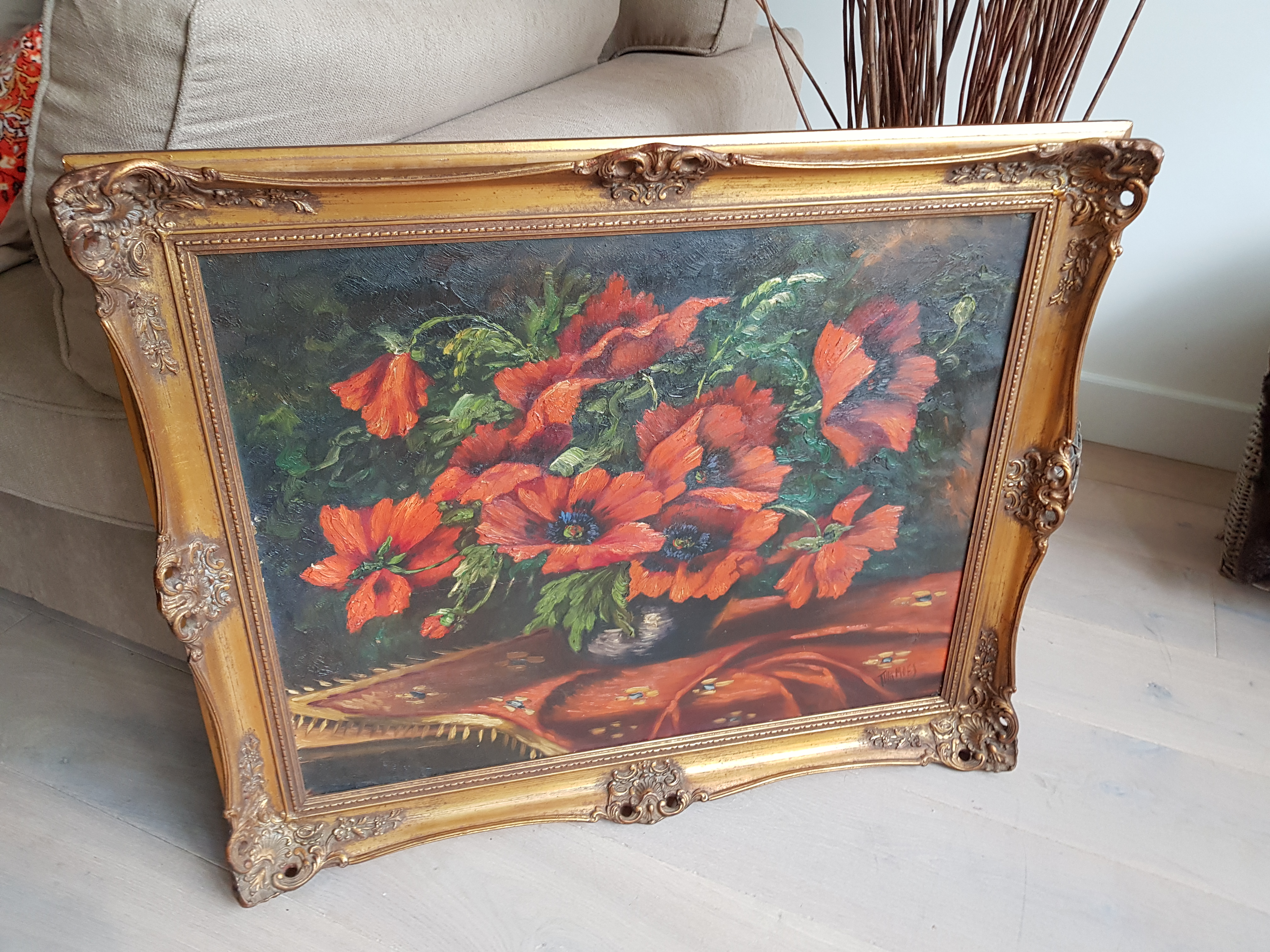 Tilly Moes - olie op doek - bloemstilleven, gesingeerd kopen? Bied vanaf 1!