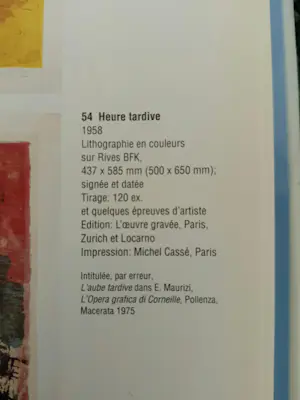Corneille - 1958 "Heure Tardive" - Geveild in 1998 bij Christie's voor 1,037 guldens. kopen? Bied vanaf 799!