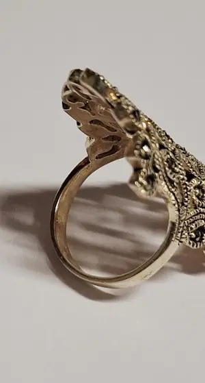 Vintage handgemaakte echte Zwitserse marcasiet setting 925  zilveren  ring kopen? Bied vanaf 75!