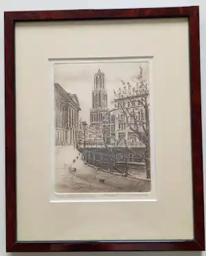 Albertus Wieringa - Stadhuis/Dom Utrecht schitterende ets verkauft für € 55!