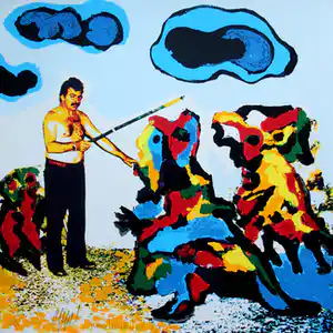 Karel Appel - Kleurenzeefdruk de tovenaar handgesigneerd uit 1977 verkocht voor € 250!