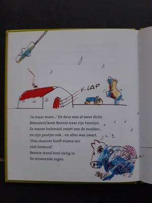 Herman Brood - Biggetje Bennie tekening, handgesigneerd en ingelijst kopen? Bied vanaf 775!