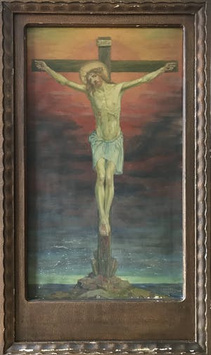 Karl Wenzel - Christusfigur am Kreuz, Öl auf Leinwand kopen? Bied vanaf 200!