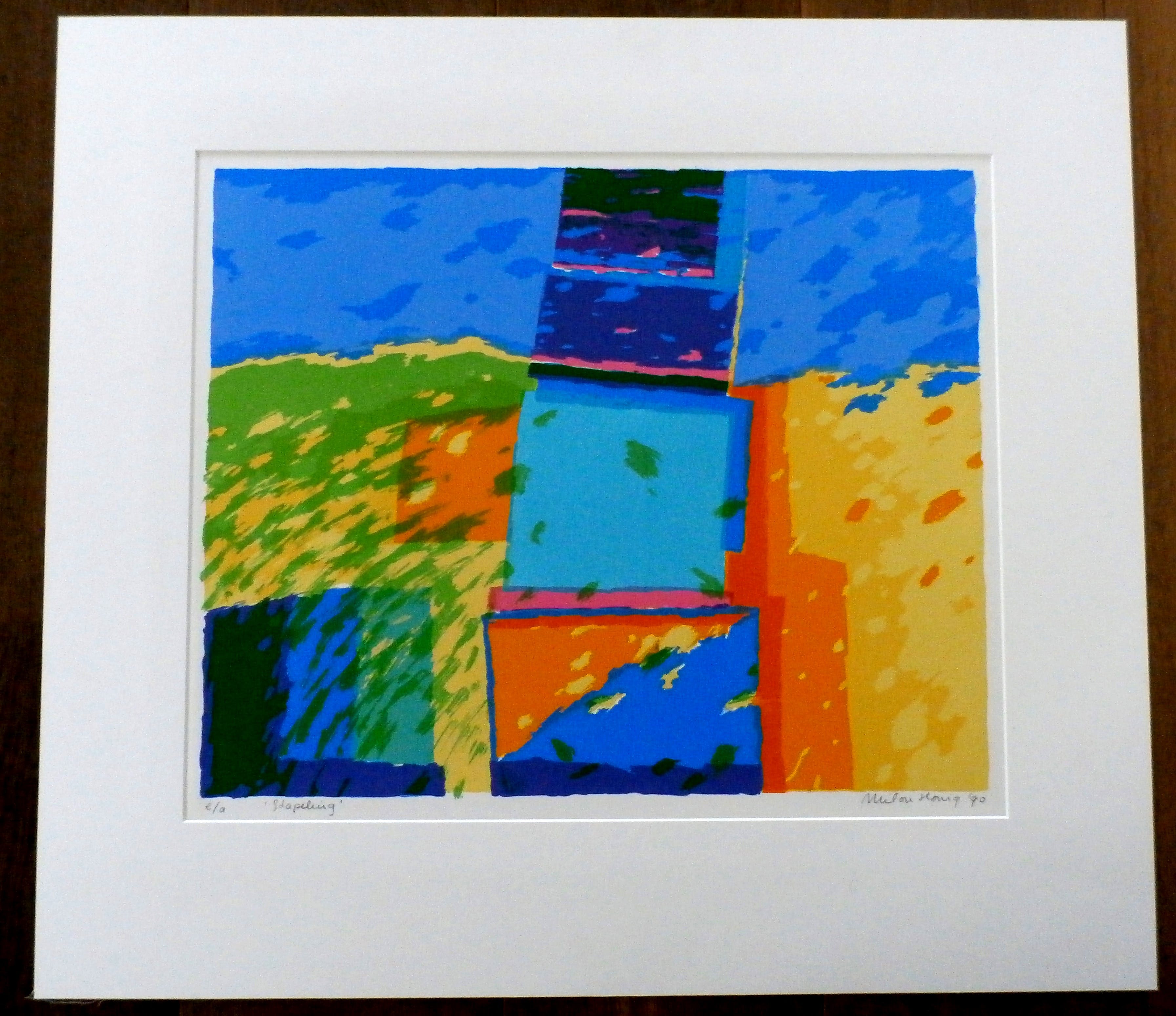 Milou Honig - zeefdruk: stapeling- 1990 verkocht voor € 39!