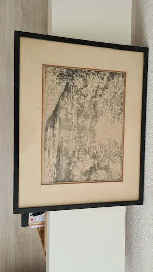 Simon Moulijn - Simon Moulijn Boslandschap met water en huis ets , gesigneerd kopen? Bied vanaf 50!