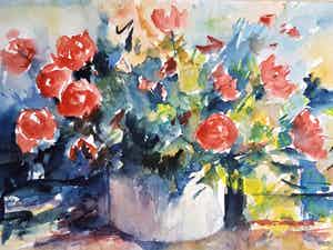 Jaap van Veen - Bloemstilleven - Gesigneerd & Ingelijst verkocht voor € 35!