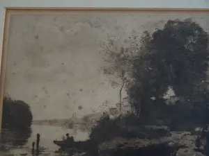 C.L. Dake - Ets naar een schilderij van Jean-Baptiste Corot, Landschap – ingelijst - ca 1890 kopen? Bied vanaf 25!