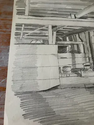 Herman Bieling - Tekening/studietekening Kralingseplas en Verso boeren interieur kopen? Bied vanaf 40!