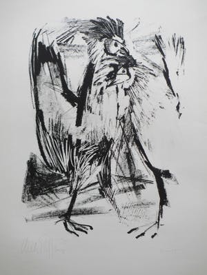 Dick Elffers - Twee hanen - Litho kopen? Bied vanaf 30!