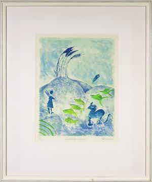 Katrien Caymax - Ets en aquatint, Luchtbellen zaaien - Ingelijst verkocht voor € 35!