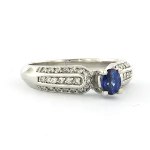 14k gouden ring met saffier en briljant geslepen diamant tot. 0.26ct kaufen? Bieten Sie von 675!