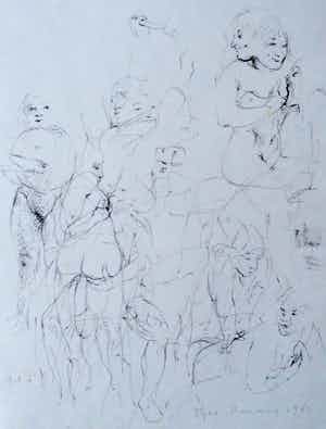 Theo Daamen - 2 tekeningen op 1 vel - 1981 verkocht voor € 65!