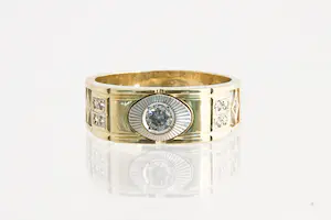 103- Vintage SEVENTIES bicolor 18Krt FANTASIE heren ring kopen? Bied vanaf 270!