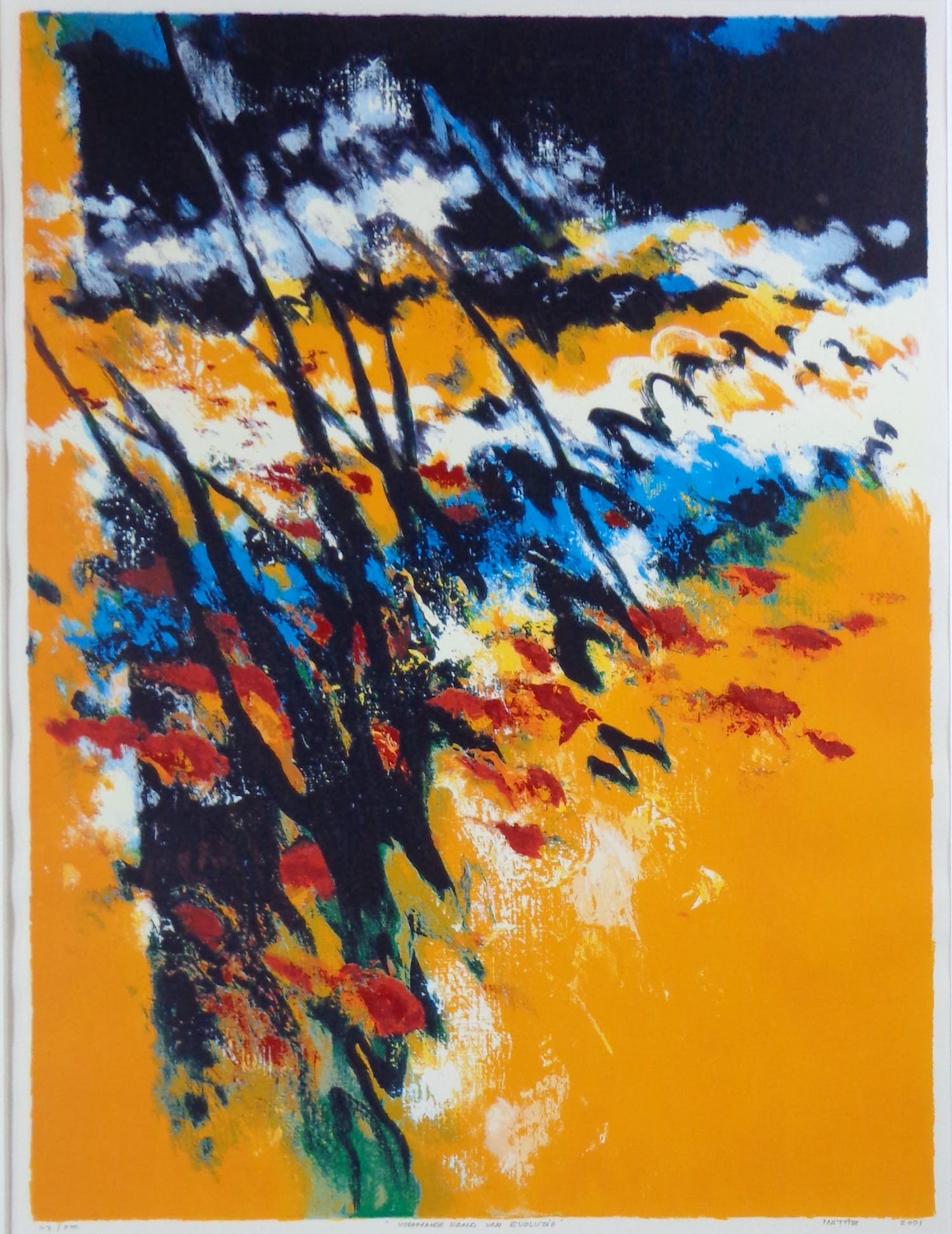 Mattie Schilders - VORMENDE HAND / KLEURZEEFDRUK / 113x88cm / KADER / SIG / 2001 kopen? Bied vanaf 45!