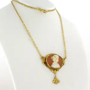 14k geelgouden collier bezet met camee - 43 cm kopen? Bied vanaf 500!