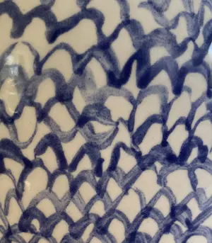 Erna Anema - Handbeschilderde blauw witte aardewerken vaas - Stadsspelen 2006 kopen? Bied vanaf 95!