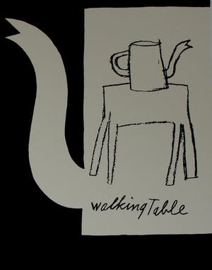 Klaas Gubbels - Zeefdruk: Walking Table, met gedicht, van Neeltje Maria Min - 1990 kopen? Bied vanaf 275!