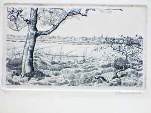 Engelien Reitsma-Valenca - Gezicht op Elspeet - Ets/Gravure verkocht voor € 45!