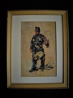 Niet of onleesbaar gesigneerd - Haagse School circa 1900 - impressionist. olieverf "Tamboer Nederlandse Leger" kopen? Bied vanaf 10!