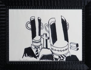 Rob Scholte - Stifttekening, Twee figuren - Ingelijst kopen? Bied vanaf 250!