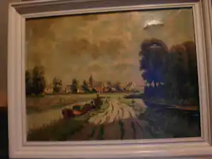 Buy Theodorus Selhorst - Zandweg langs vaart met boot? Bid from 35!