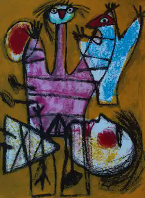 AcheterCorneille - Litho: Compositie met figuren - 1994? Enchérissez de 225!