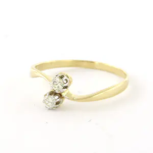 14k geel gouden ring met briljant geslepen diamant tot. 0.14ct – F/G - VS/SI kopen? Bied vanaf 185!